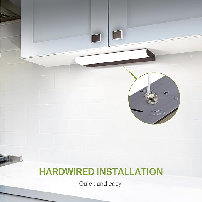 ASD LED Under Cabinet Lighting Hardwired, 18 Inch 10W 2700K-5000K Selectable, 807LM, CRI90+, Direct Wire Linkable Under Counter Lights for Kitchen, Dimmable Under Cabinet Lights, Bronze, UL Certified