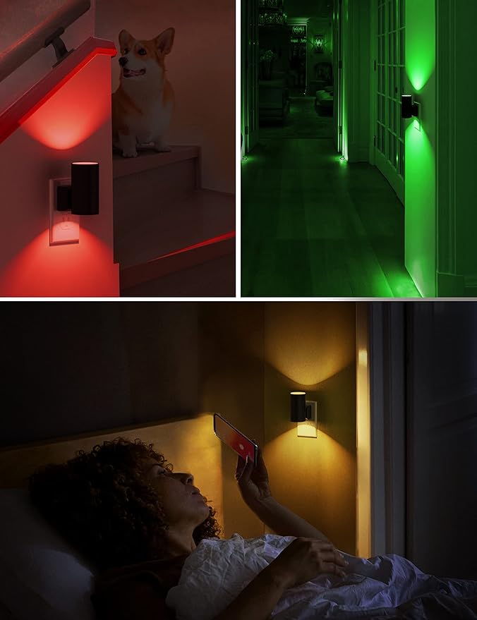 L LOHAS LED Night Light, Night Lights Plug into Wall, Color Changing Nightlight RGB with Light Sensor, Home Decor for Kids Gifts, Halloween, Christmas, Holiday, Hallway Bedroom Kids’ Room, 2 Pack