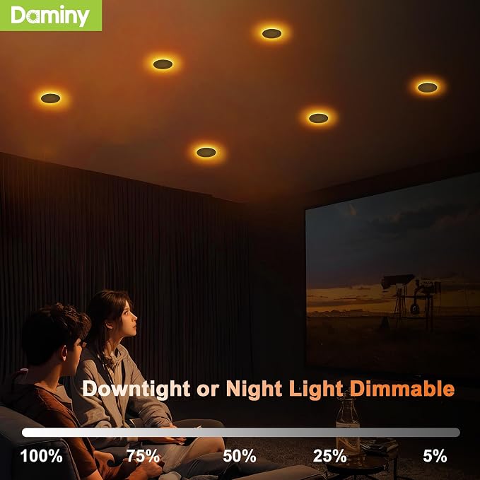 DAMINY 12 Pack 4 Inch 5CCT LED Recessed Light with Night Light,Ultra-Thin,Canless recessed Lighting 4 in,9W=80W,700LM,Dimmable Wafer Lights,ETL Certificated
