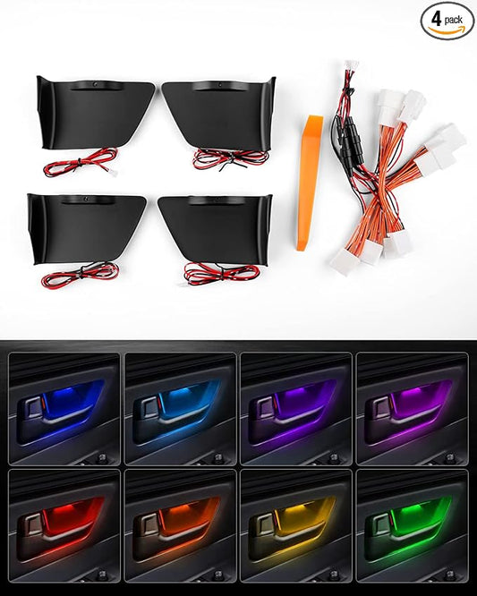Powerty Adjustable 8 Colors LED Lights for 2022 2023 2024 Toyota Tundra Inner Door Handle Bowl Mood Lighting Decorative Interior Lamp (4PCS)