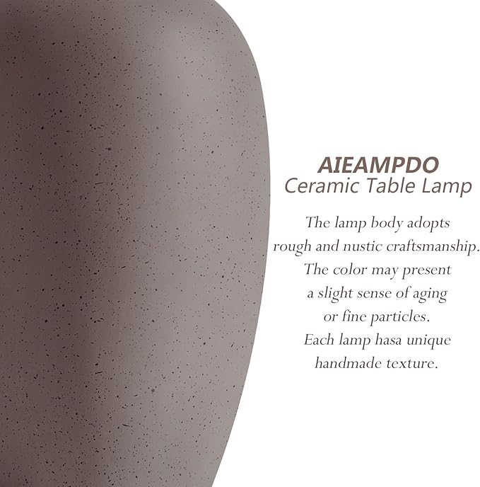 AIEAMPDO 21'' Set of 2 Farmhouse Ceramic Table Lamps for Living Room Bedroom, Nightstand Rustic Brown Desk Lamp for Bedside End Table Entryway, 2 LED Bulbs Included