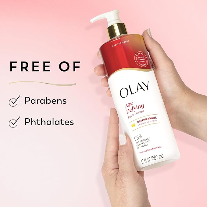Lotion corporelle Olay pour femmes, anti-âge au sérum de niacinamide, réduit visiblement les signes du vieillissement cutané, hydratation 24h, formule à absorption rapide, complexe de vitamine B3, pour tous types de peaux, 500 ml