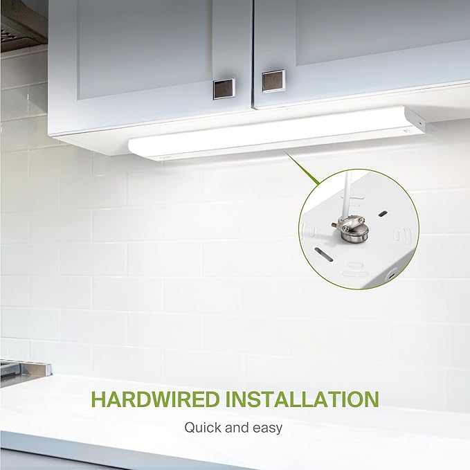 ASD LED Under Cabinet Lighting Hardwired, 40 Inch 20W 2700K-5000K Selectable, 1814LM, CRI90+, Direct Wire Linkable Under Counter Lights for Kitchen, Dimmable Under Cabinet Lights, White, UL, 6 Pack