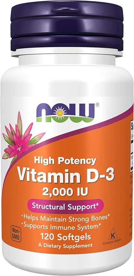 NOW Foods, Vitamine D3 2000 UI (Capsules molles)