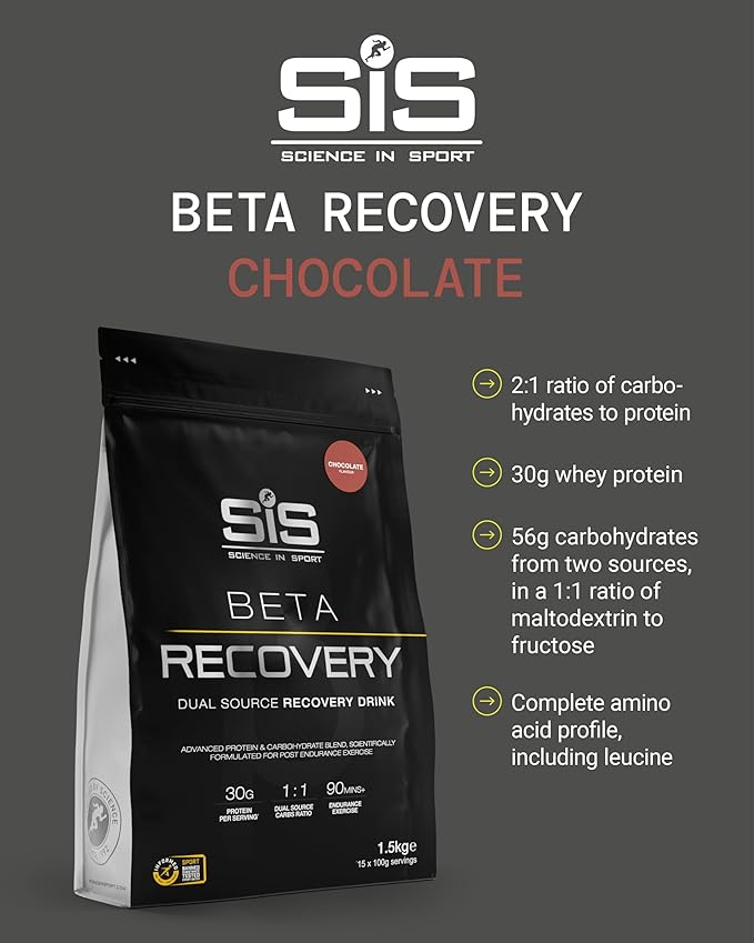 Science in Sport BETA Recovery - Dual-Source Carbohydrate Blend for High-Intensity Exercise - 30g Whey Protein Powder - Muscle Refuel - Sports Nutrition - Chocolate Flavor - 52 Oz