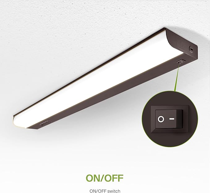 ASD LED Under Cabinet Lighting Hardwired, 24 Inch 12W 2700K-5000K Selectable, 1051LM, CRI90+, Direct Wire Linkable Under Counter Lights for Kitchen, Dimmable Under Cabinet Lights, Bronze, UL Certified
