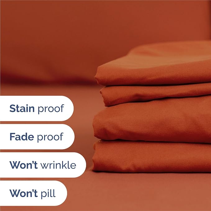 Split King 7 Piece Sheet Set - Comfy Breathable & Cooling - Soft Hotel Luxury Bedding Set with 8-16 Inch Deep Pockets - 1 Flat & 2 Fitted Sheet & 4 Pillowcases - Wrinkle Free & Easy Care - Terracotta