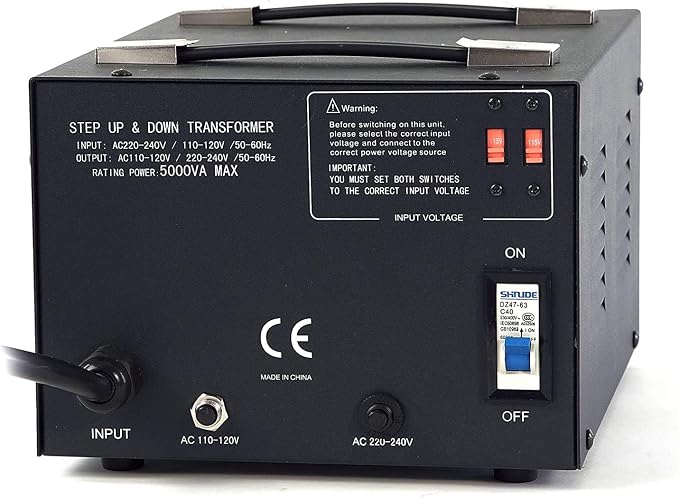 LiteFuze LT Series 5000 Watt Voltage Converter Transformer Step Up/Down - 110v to 220v / 220v to 110v Power Converter - Fully Grounded Cord - Universal Socket, CE Certified