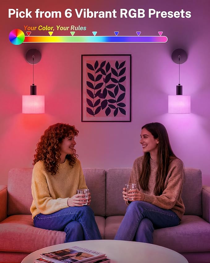 SAIMAND Battery Operated Wall Sconce Set of 2, Wireless Rechargeable Wall Lights with Remote Control, 9 Colors Dimmable LED Lamps, Modern Cordless Sconces for Bedroom Living Room Hallway(Black)