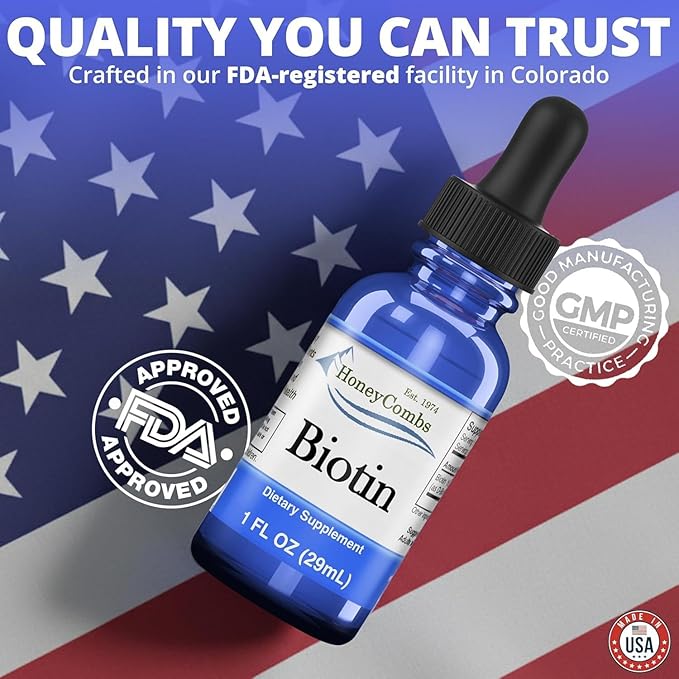 B7 Drops 500% DV Biotin, Hair and Nails Vitamins for Women, Men, and Kids, Sublingual Biotin Liquid for Healthy Skin, 36 Serving Bottle, Made In USA