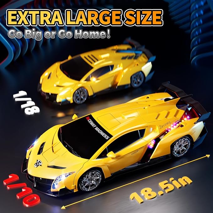 1:10 Big Size Transform RC Car, Gesture Sensing Transformation 2.4GHz Remote Control Car, One Button Deformation to Robot with LED Lights, Transforming Toy Cars Gift for Kids Age 8-12 Years Old Boys