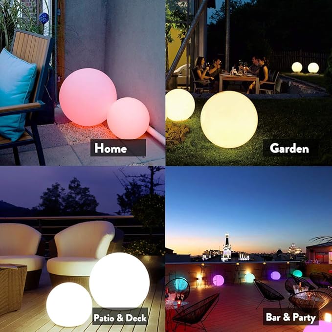 Mr.Go 20-inch Rechargeable LED Ball Light, Waterproof Outdoor Globe Lights w/Remote, 16 RGB Color Changing Glowing Orb, 4400mAh Dimmable Globe Floor Lamp for Home Garden Patio Lawn Pool Party Decor