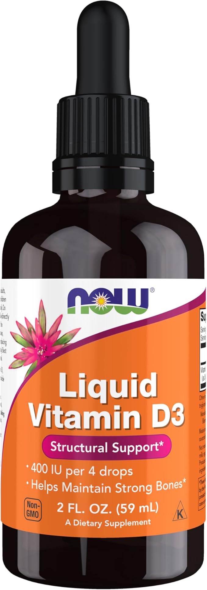 NOW Foods Compléments, Vitamine D-3 liquide, Os solides*, Soutien structurel*, 59 ml
