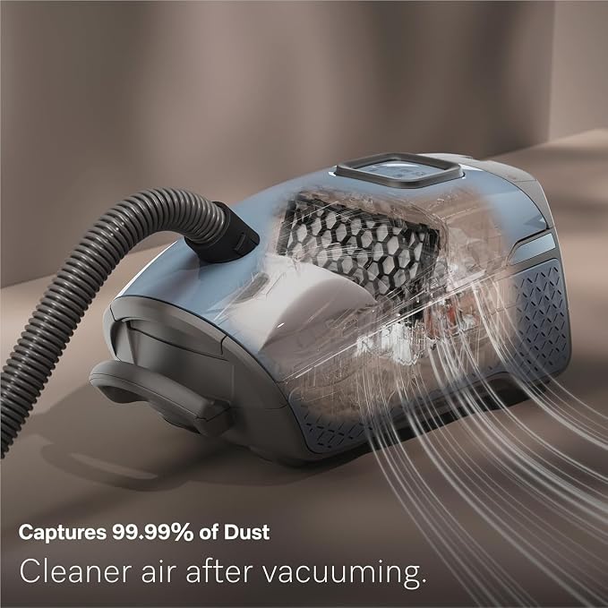 Miele Guard L1 Bagged Canister Vacuum Cleaner with AirClean Filter, Electro Plus Floorhead, AllTeQ Universal Floorhead, LED Display Panel, in Nordic Blue/Space Grey with Performance Pack