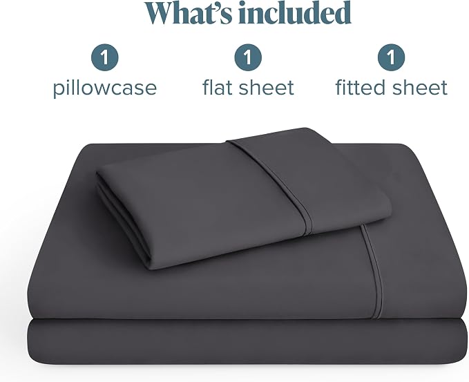 Bare Home Twin XL Sheet Set - 1800 Ultra-Soft Microfiber Twin Extra Long Bed Sheets - Double Brushed - Deep Pockets - Easy Fit - 3 Piece Set - Bedding Sheets & Pillowcases (Twin XL, Forged Iron Grey)