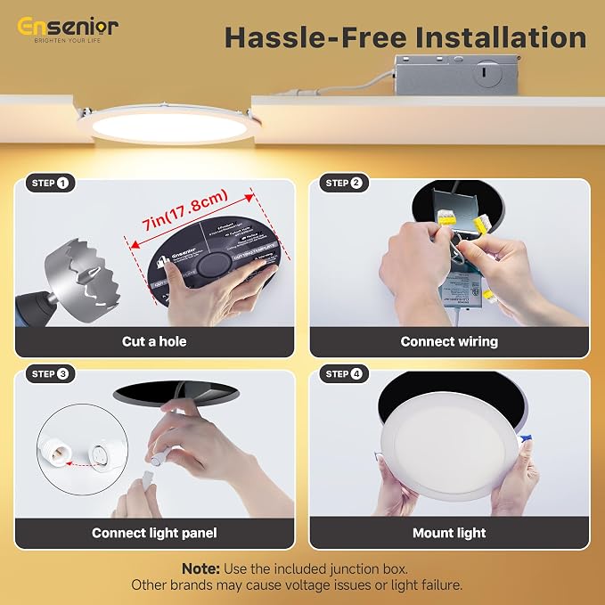 Ensenior 24 Pack 7 Inch LED Recessed Ceiling Light, Dimmable, 2700K-5000K 5CCT, 1300LM 15W 120V, High Brightness Canless Wafer Downlight - ETL&FCC&IC
