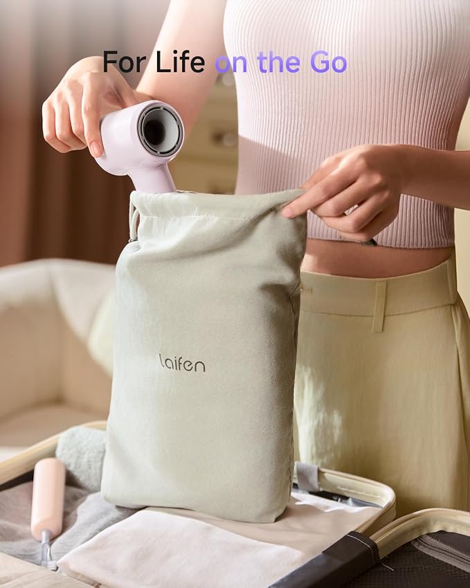 Laifen Air Hair Dryer, Lightweight and Palm-Sized Compact, 15× High-Speed Drying with 110, 000 RPM Powerful Motor, Smart Temperature Control, 200 Million Negative Ions, 5 Modes & 2 Airspeeds, Pink