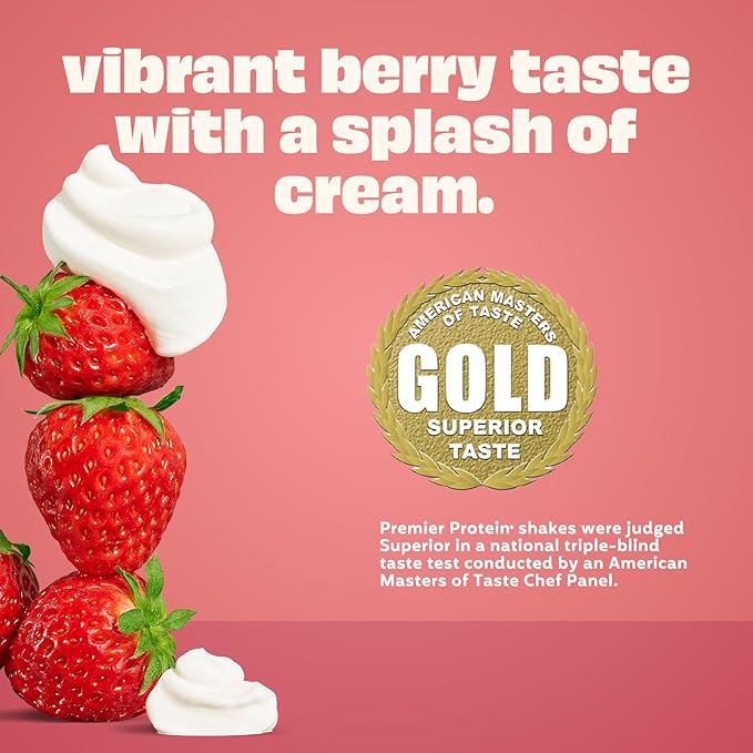 Premier Protein Shake, Strawberries & Cream, 30g Protein, No Added Sugar, 24 Vitamins & Minerals to Support Immune Health, 11 fl oz, 4 Pack