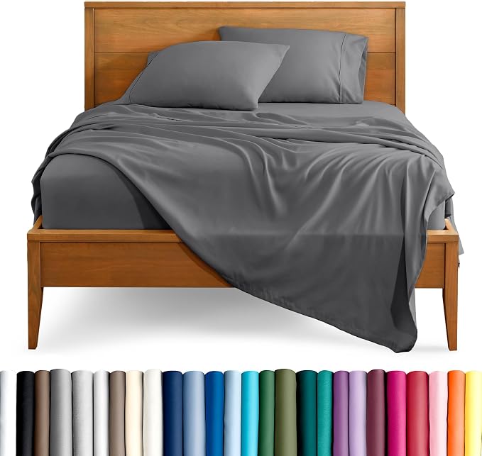 Bare Home King Sheet Set - 1800 Ultra-Soft Microfiber King Bed Sheets - Double Brushed - Deep Pockets - Easy Fit - 4 Piece Set - Bedding Sheets & Pillowcases (King, Grey)