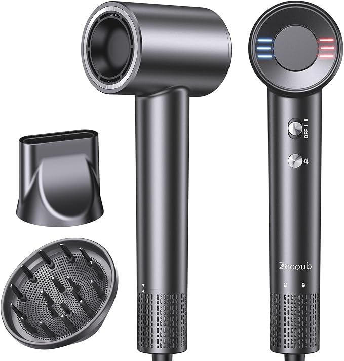 Dual Voltage Travel Hair Dryer, 170,000 RPM High-Speed Blow Dryer for Fast Drying,500M Ionic Hairdryer with Diffuser for Women & Men,Thermo-Control & Lightweight,Quiet,European International 100-240V