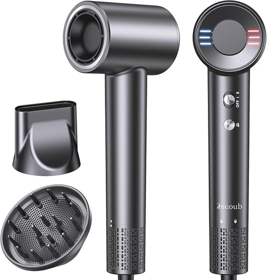 Dual Voltage Travel Hair Dryer, 170,000 RPM High-Speed Blow Dryer for Fast Drying,500M Ionic Hairdryer with Diffuser for Women & Men,Thermo-Control & Lightweight,Quiet,European International 100-240V
