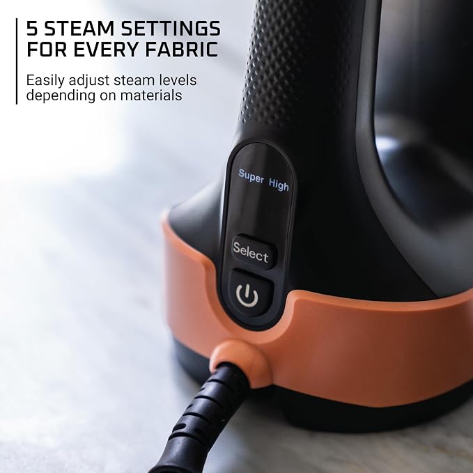 Rowenta, Steamer for Clothes, Pure Force 3in1 Steamer & Iron, 7.1 Oz Tank Capacity, Vertical Steaming, Horizontal Ironing, Lint remover, Auto-off, 1875 Watts, Black Clothes Steamer,DR8855