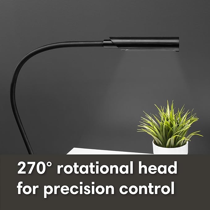 Reliable UberLight Flex 3200TL Task Light – LED Portable Desk Light with Clamp, USB Connection, 26.5” Flexible Gooseneck, 270° Rotational Head, 9 Light Settings, and up to 60,000 Hours of Use (Black)
