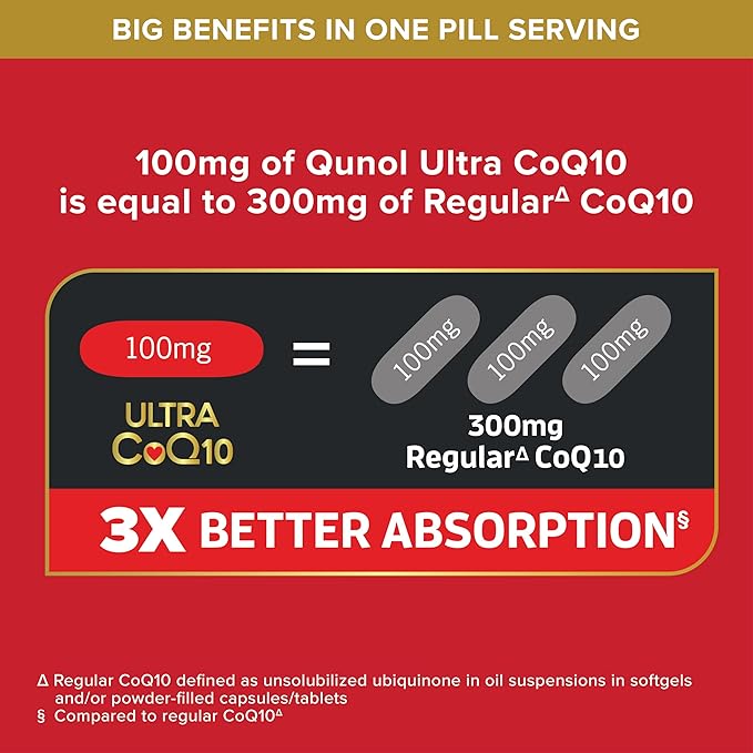 Qunol Ultra CoQ10 100mg Softgels- 3X Better Absorption Coenzyme Q10 Supplements - Antioxidant Supplement for Vascular and Heart Health & Energy Production - 5 Month Supply - 150 Count