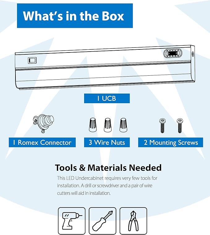 18” LED Direct Wire Under Cabinet Light with On/Off Switch - Dimmable LED Lights for Kitchen - Selectable CCT 2700K-5000K, 612-648 Lumens, 9W - UCB Hardwired Under Cabinet Lighting by NICOR Lighting