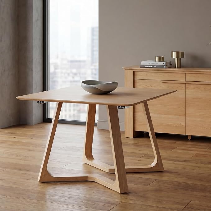 Transformer Table Nova Extendable Dining Table + Bench, Natural | Telescopic Steel Rails, Expandable 4 to 10 Seats, Kitchen & Banquet Table