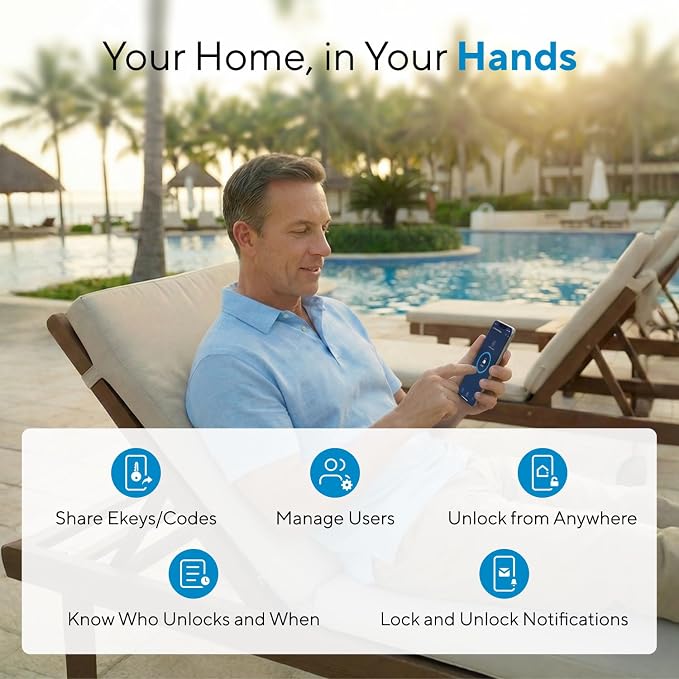 ULTRALOQ Bolt SE Smart Lock with Handle, Built-in Wi-Fi, Matter Over Thread, Works with Apple Home, Alexa, Google, Keyless Deadbolt with Fingerprint, App, Code, Remote Control, Gray