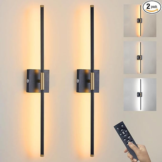 15800 mAh Battery Operated Wall Sconces with Remote Control Dimmable Wall Sconces Set of Two 3000K LED Black and Brass Wireless Wall Light Battery Powered Cordless Rechargeable Sconces Wall Decor