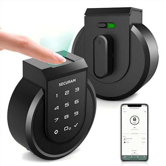 SECURAM Smart Lock Touch - Fingerprint & WiFi Smart Door Lock, Keyless Entry with App Control, Bluetooth Electronic Deadbolt, Compatible with Alexa & Google Home, Keypad Code, Black