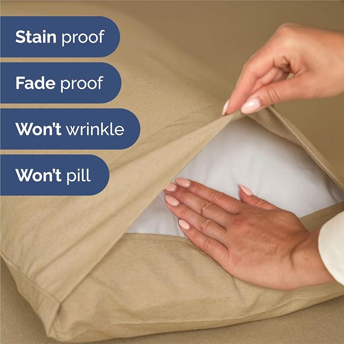 Split King 7 Piece Sheet Set - Comfy Breathable & Cooling - Soft Hotel Luxury Bedding Set w/ 8-16 Inch Deep Pockets - 1 Flat & 2 Fitted Sheet & 4 Pillowcases - Wrinkle Free & Easy Care - Heathered Tan
