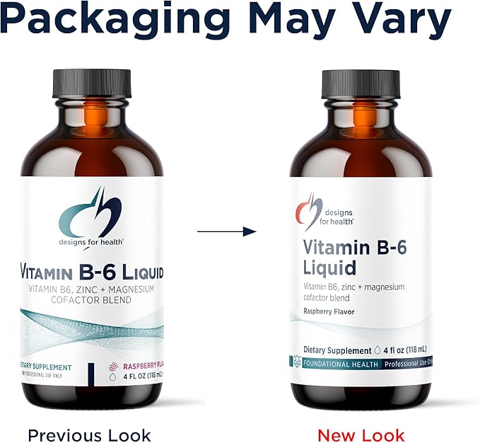 Designs for Health Vitamin B6 Liquid - 50mg B6 with Magnesium Chelate + Zinc Supplement - Absorbs Easily + Great Tasting Raspberry Flavor (24 Servings / 4 Fl Oz)