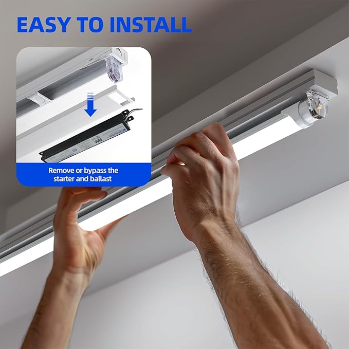 Barrina 8ft LED Bulbs, T8 T10 T12 LED Tube Lights, Single Pin FA8 96" LED Replacement for Fluorescent Fixture, 44W(100W Equivalent) 4500LM 6500K Super Birght, Ballast Bypass, Frosted Cover, 12 Packs