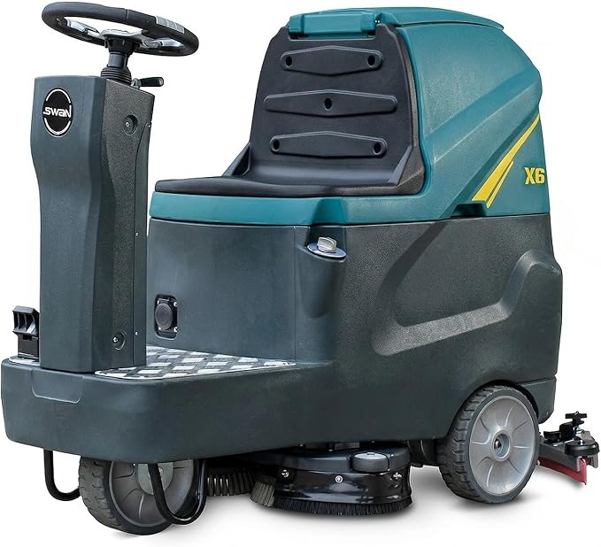 Commercial Ride-On Floor Scrubber Machine, 760mm Cleaning Width, 5000㎡/h Cleaning Efficiency, 100L Sewage Tank, 24V Battery Powered Floor Cleaning Scrubber for Warehouses, Malls, Factories & Parking