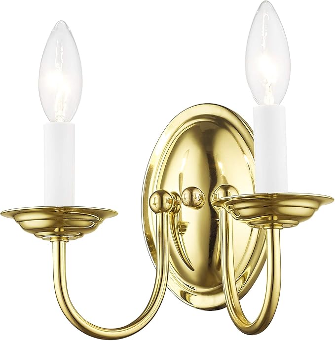 Livex Lighting 4152-02 Home Basics 2 Light Polished Brass Wall Sconce