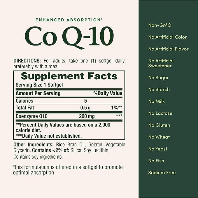 Nature's Bounty CoQ10 200 mg Softgels, Heart Health & Cellular Energy Support, 160 Rapid Release Softgels (Pack of 4)