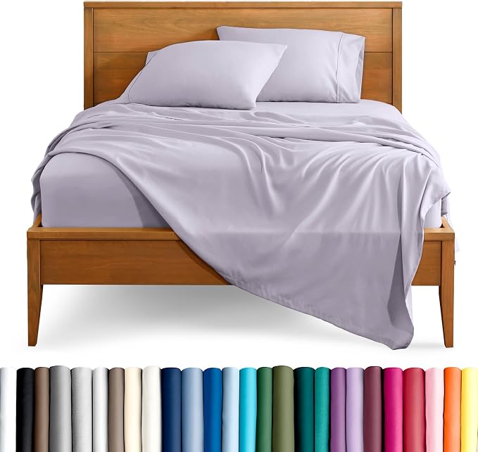 Bare Home Queen Sheet Set - 1800 Ultra-Soft Microfiber Queen Bed Sheets - Double Brushed - Deep Pockets - Easy Fit - 4 Piece Set - Bedding Sheets & Pillowcases (Queen, Light Lavender)