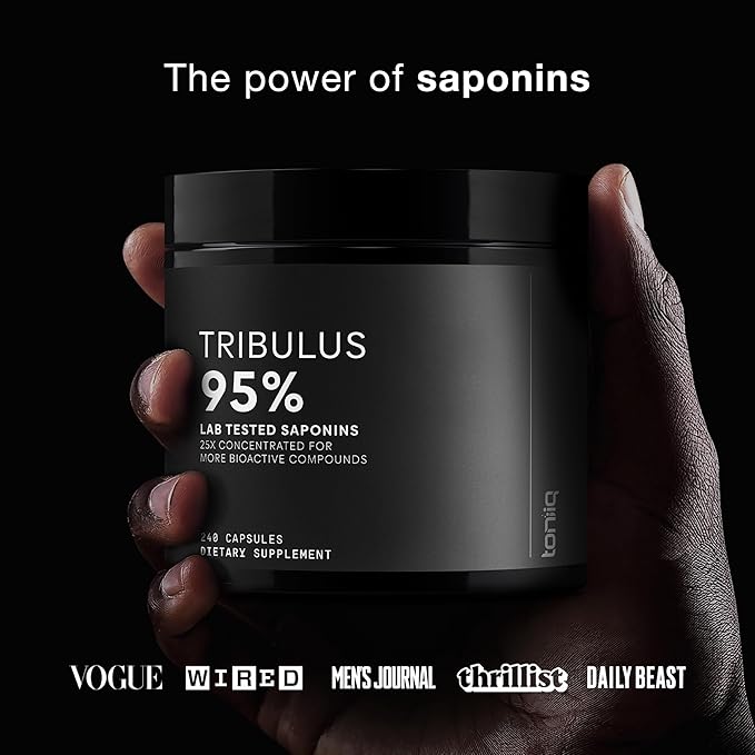 Toniiq Tribulus Terrestris for Men - Ultra High Potency 25:1 Extract with 95% Saponins - 1300mg Pure & Concentrated Formula - Third-Party Lab Tested for Purity & Quality - 240 Capsules
