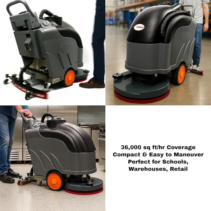 22" Self-Propelled Walk-Behind Floor Scrubber Dryer Machine, Forward/Reverse Drive, 31" Squeegee, 36,000 Sq Ft/H, Commercial Hard Floor Cleaner for Tile, Concrete, Epoxy & Vinyl