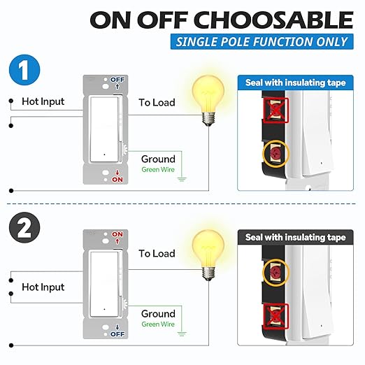 ThunderWay 1 Pack Slide Dimmer Light Switch, Single Pole or 3-Way LED Dimmer Switch, for 300W Dimmable LED/CFL Lights and 700W Incandescent/Halogen, Wall Plate Included, ETL Listed, White