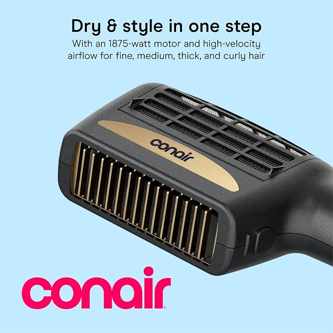 INFINITIPRO BY CONAIR 3-in-1 Styling Hair Dryer, 1875W Hair Dryer and 3 Attachments | Dry and Style in One Step, for Thick and Curly Hair, Includes 3 Attachments, Black, SD11L