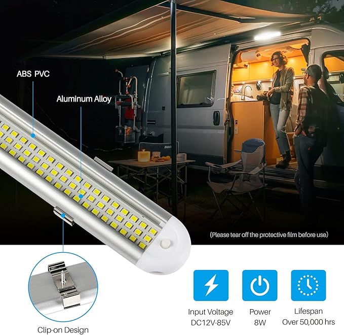 12v LED Interior Light Bar，CT CAPETRONIX 120LEDs 1500LM 8W DC 12 Volt led Strip Lights with ON/Off Switch，for Enclosed Cargo Trailer, Car RV Van Truck Lorry Camper Boat Caravan Motorhome (10Pack)