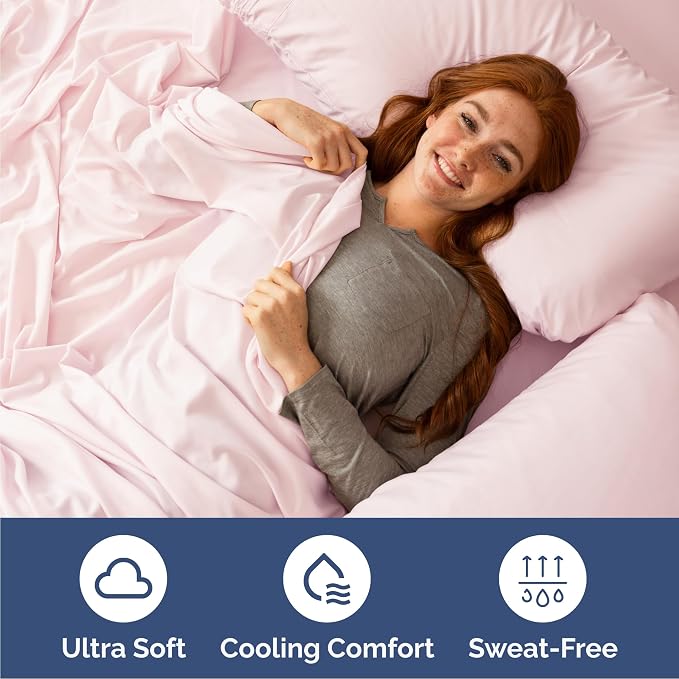 Cal King 6 Piece Sheet Set - Comfy Breathable & Cooling - Soft Hotel Luxury Bedding Set with 8-16 Inch Deep Pockets - 1 Flat & 1 Fitted Sheet & 4 Pillowcases - Wrinkle Free & Easy Care - Lavender Pink