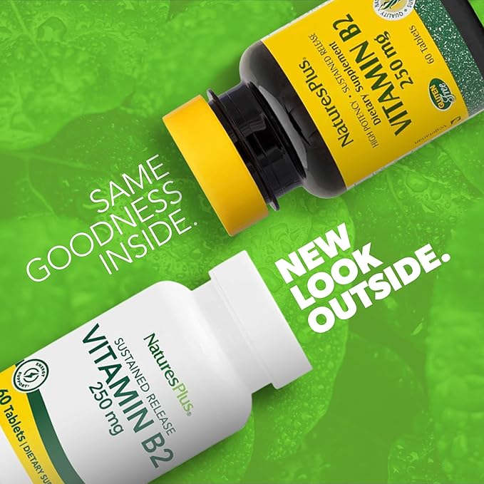 NaturesPlus ビタミンB2 250mg - 60粒 タイムリリース錠 - エネルギー、免疫の健康、髪、肌、爪の輝きをサポート - 抗酸化作用 - ベジタリアン、グルテンフリー - 60回分