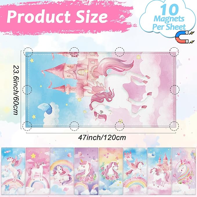 8PCS Colorful Unicorn Fluorescent Light Covers for Classroom Ceiling Light 4x2ft Back to School Magnetic Lights Covers Filter Easy Install for School Office Hospitals Ceiling Supplies (Unicorn)