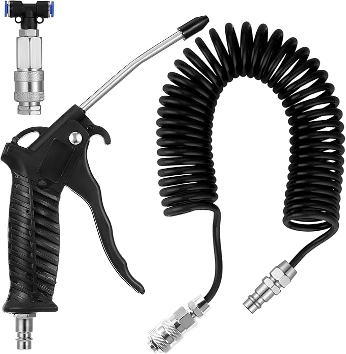 Truck Air Duster Gun with 5 Metre Recoil Air Hose, Air Seat Blow Dust Gun Heavy Duty Air Gun Cleaning Kit for Truck Semi Trailers