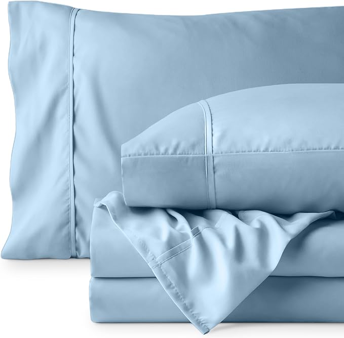 Bare Home Twin Sheet Set - 1800 Ultra-Soft Microfiber Twin Bed Sheets - Double Brushed - Deep Pockets - Easy Fit - 3 Piece Set - Bedding Sheets & Pillowcases (Twin, Light Blue)